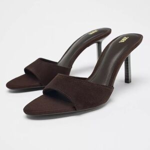 Zara Brown Suede Sandal Heels